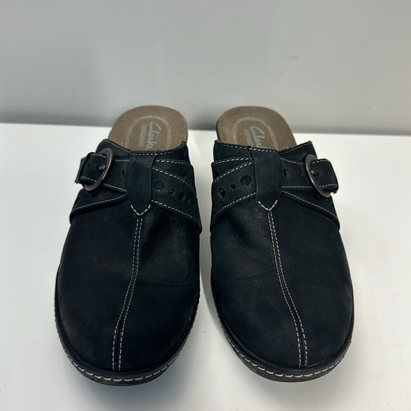 Clarks Bendables Black Leather Clogs Size 9 - Picture 5 of 15